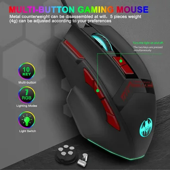 10 Клавиш RGB Проводная игровая мышь USB Компьютерная офисная оптическая мышь