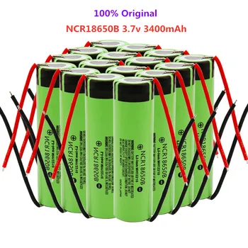 10шт 100% Оригинальный 18650 аккумулятор 3400 мАч 3,7 В литиевая батарея NCR18650B 3400 мАч Подходит для фонарика батарея + DIY провод
