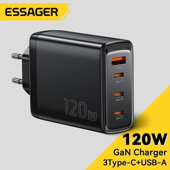 Essager 120 Вт GaN Зарядное Устройство USB Type C PD 3,0 QC Быстрая Зарядка QC 4,0 USBC Зарядное Устройство Для Быстрой Зарядки iPhone 14 MacBook Pro Xiaomi
