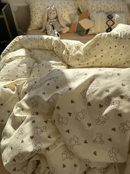 Модный комплект постельного белья с рисунком медведя из мультфильма 