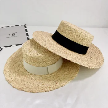 Фетровая шляпа из рафии с широкими полями, Летняя шляпа для женщин, украшение лентой, Пляжная шляпа, защита от солнца, Джазовая шляпа, Шляпа Дерби в Кентукки